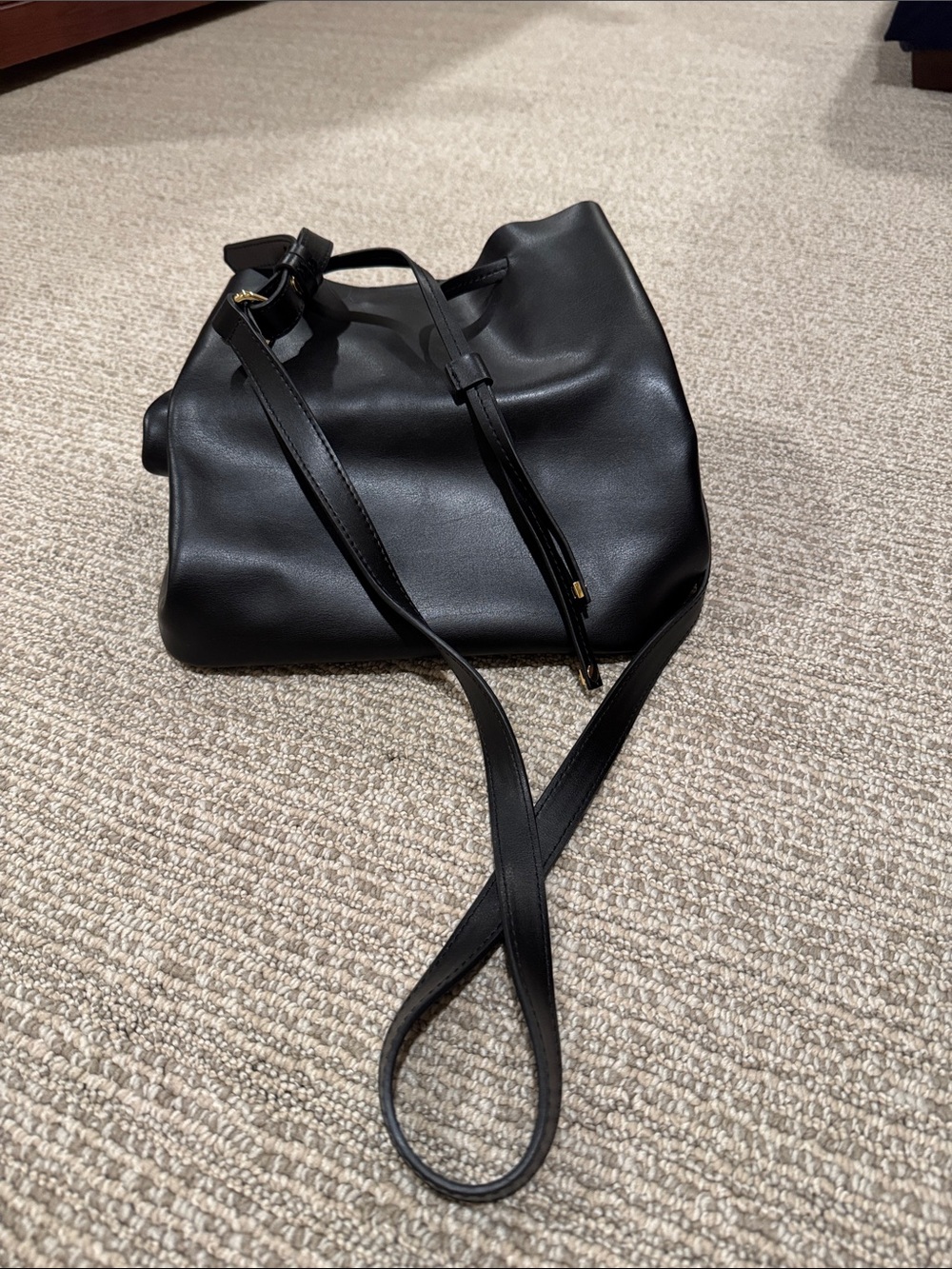 Lodis Black Leather Shoulder Bag with Adjustable Strap